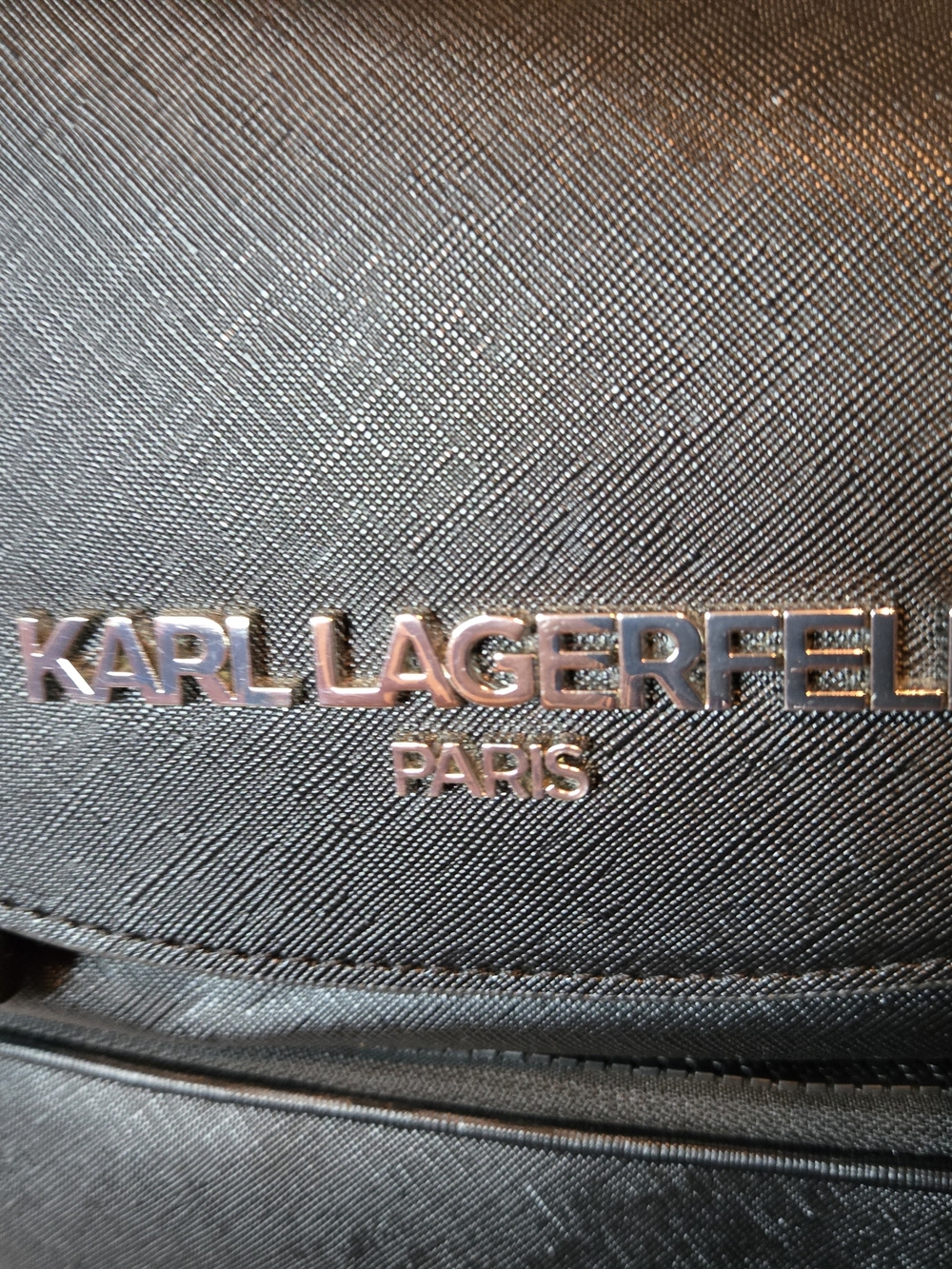 Karl Lagerfeld Black Saffiano Backpack - Logo Front - Picture 6 of 11